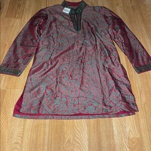 Elegant Red and Green Paisley Tunic sets